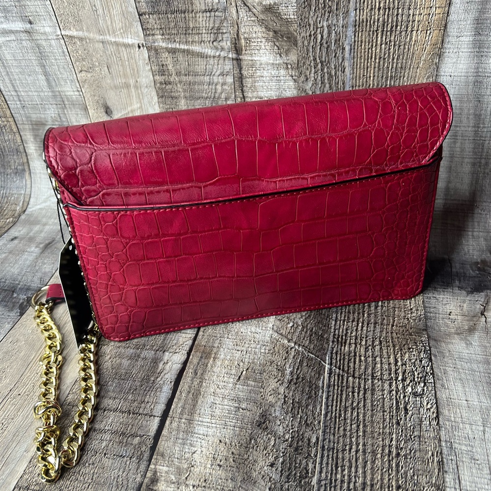 GUESS Pink Croc-Embossed Women's vegan Leather Bag - Picture 6 of 16